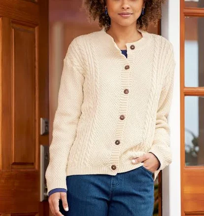 Vermont Country Store Women's Cable-Knit Cotton Cardigan Sweater