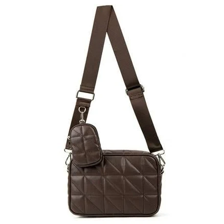 Women's Quilted Leather Crossbody Bag with Coin Pouch