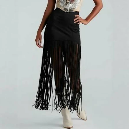 Women's High-Waisted Fringe Mini Skirt