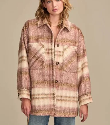 Lucky Brand Women's Oversized Plaid Shirt Jacket
