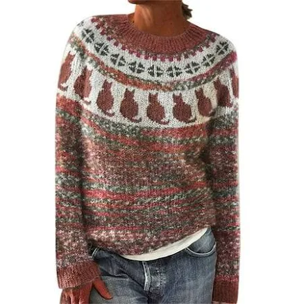 Tweang Retro Sweaters for Women Warm Winter Sweaters for Women Norwegian Sweater Nordic Sweaters for Women Cable Knit Pullover Holiday Sweaters for