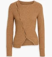 Pau asymmetric ribbed-knit cardigan
