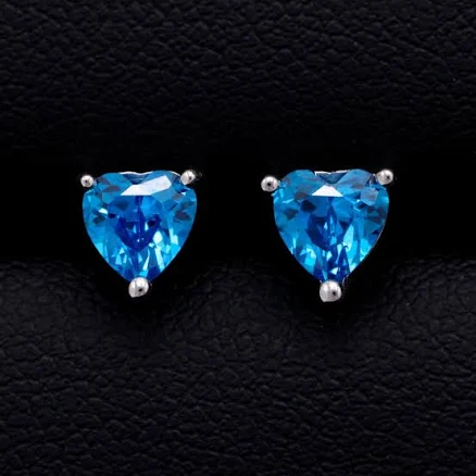925 Silver Heart Cut Diamond Stud Earrings