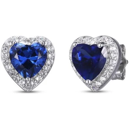 KAY Heart-Shaped Lab-Created Sapphire Stud Earrings in Sterling Silver
