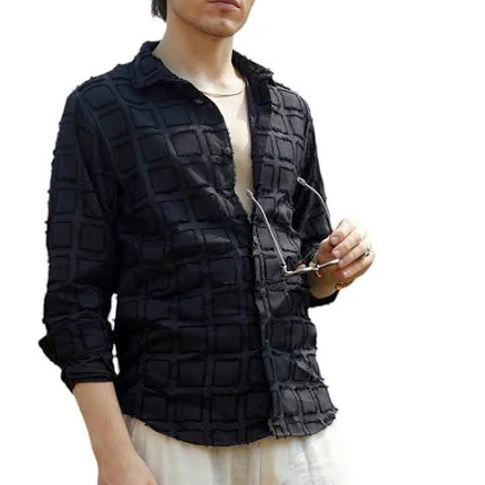 Campus Sutra Men's Onyx Cubic- Tassel Shirt