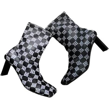 Misbhv Black Monogram Leather Ankle Boots Size 37 EU