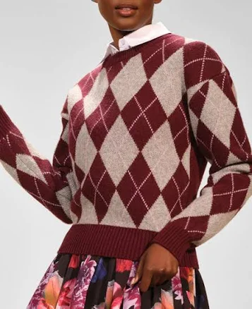 Isaac Mizrahi New York Women's Argyle Crewneck Sweater