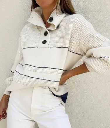 Open Collar Button up Sweater
