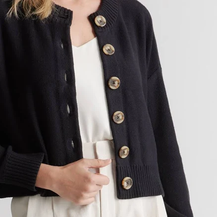 Quince Women's Cropped Organic Cotton Cardigan