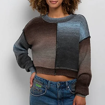Thread & Supply Split Ombre Long Sleeve Crop Sweater