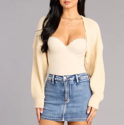 Sweet And Cozy Oversized Knit Sweater Bolero