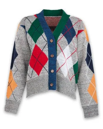 SAACHI Women's Argyle Knit Cardigan