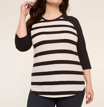 Lane Bryant Women's 3/4 Puff Sleeve Baseball T-Shirt
