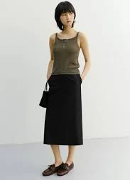 H-Line Long Skirt Black_UDSK6B233BK