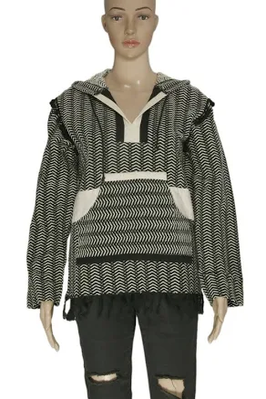 Rebellion Jacquard Fabric Tassel Pom Pom Lace Pocket Hoodie Pullover