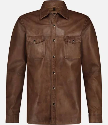 Men's Leather Button-Down Shirt