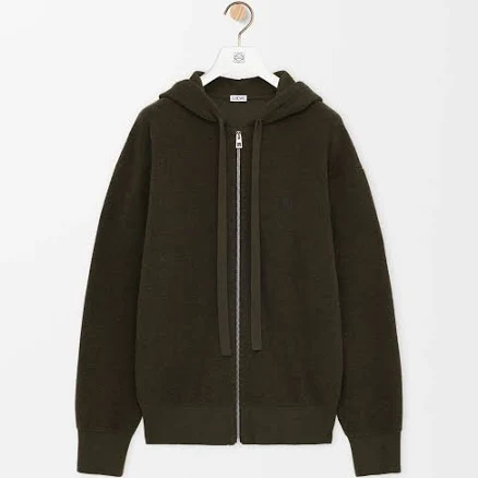 Loewe Embroidered-emblem Zip-up Wool Men Hoodie