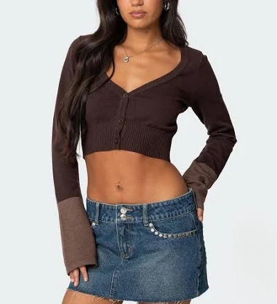Edikted Women's Color Block Flared Sleeve Cardigan