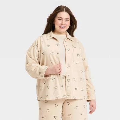 Universal Thread Women's Heart Embroidered Chore Denim Jacket