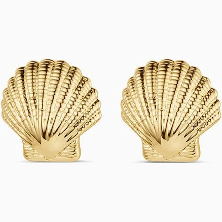 18k Gold Shell Statement Stud Earrings