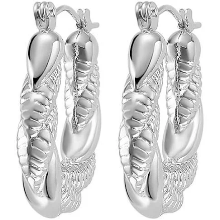 Gold Time International Stately Steel Twisted Hoop Earrings