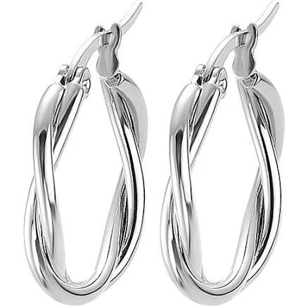 Stately Steel Double Twist Hoop Earrings