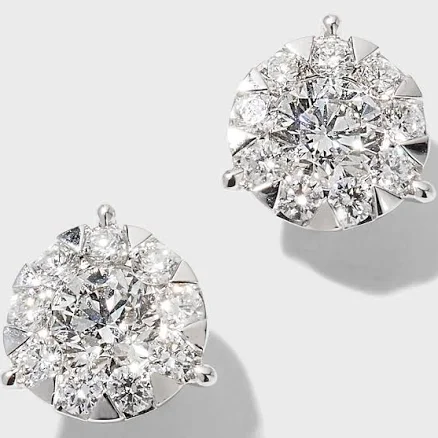 Memoire Diamond Stud Earrings in White Gold