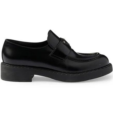 Prada Women's Chocolate Brushed Leather Loafers
