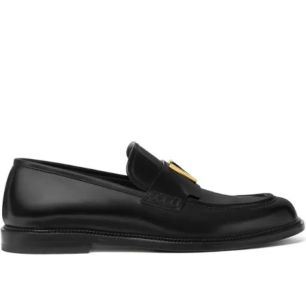 Versace Men's Logo Plaque Calf Leather Loafers