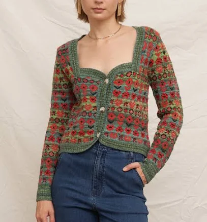 Sadie Sweetheart Neckline Sweater Cardigan