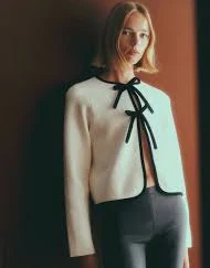 Susie Cardigan - Ecru with Black Details