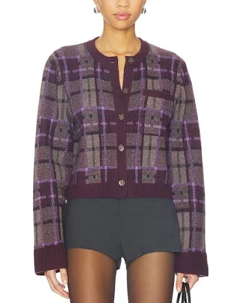 Naadam Women's Luxe Plaid Jacquard Cardigan