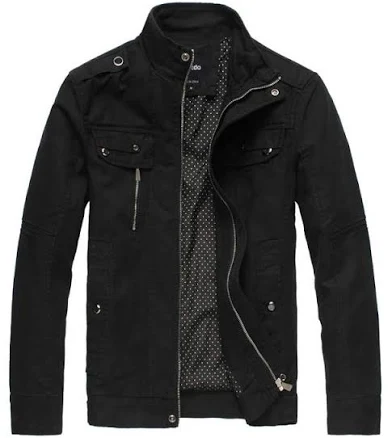 Wantdo Men's Cotton Jacket Lightweight Stand Collar
