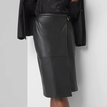 White House Black Market Faux Leather Wrap Skirt