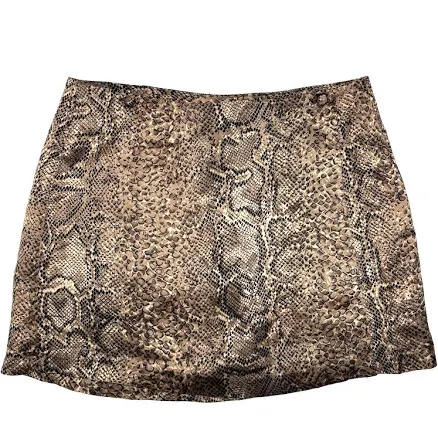 Vintage 90s Rampage Satin Python Print Wrap Mini Skirt 7 26x13.5" Made