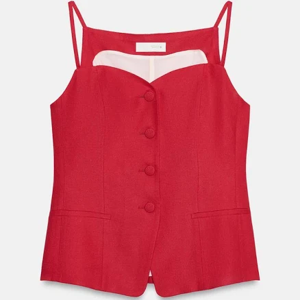 Zara Linen Sweetheart Neck Vest
