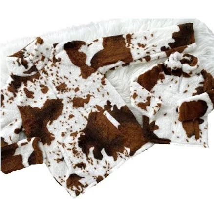 Cow Print Sherpa Pullover Sweatshirt
