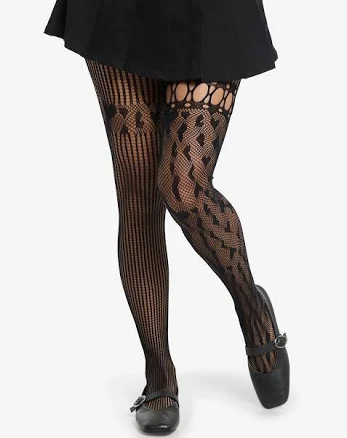 Black Heart Fishnet Tights