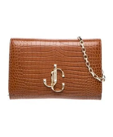 Jimmy Choo Varenne Croc Embossed Leather Clutch