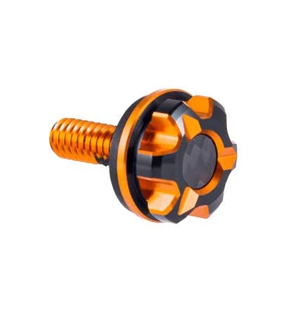 Advanblack AXION Black and Orange CNC Machined Knurled Seat Bolt Kit for Harley – Billet 6061 Aluminum