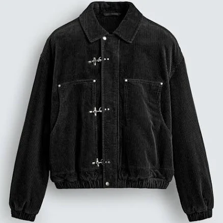 Zara - Corduroy Fireman Clasp Jacket - Black - M - Man