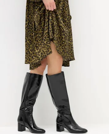 LTS Women's Tall Patent Knee High Block Boots