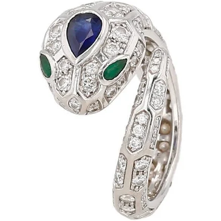 Bulgari Serpenti Seduttori ring in white gold, diamonds and sapphire