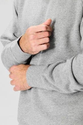 Flint and Tinder Men's Midweight Terry Crewneck Sweatshirt in Heather Grey, Size S, Cotton