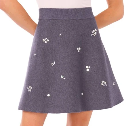 CeCe Women's Embellished Fit and Flare Mini Skirt
