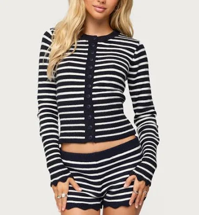 Edikted Women's Soren Striped Knit Cardigan