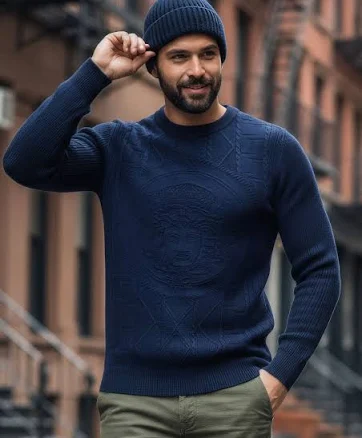 Barabas Men's Embroidered Medusa Stretch Sweater