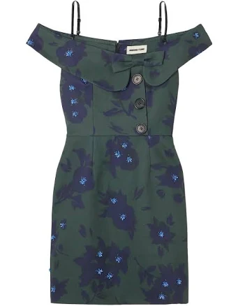 Shushu/tong Asymmetric Embellished Floral-Print Mini Dress