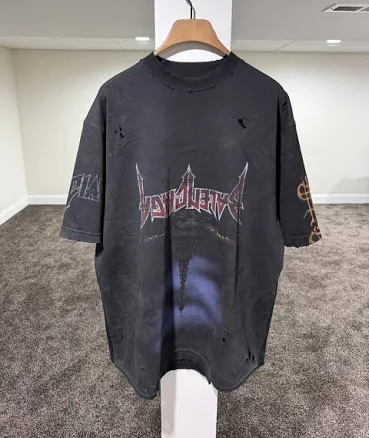 Balenciaga Upside Down Distressed Printed Cotton-Jersey T-Shirt Men