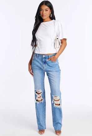 Fashion Nova Women's Houston Hybrid Straight Leg Jeans